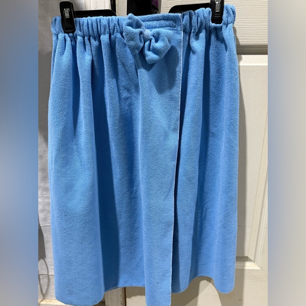 Blue Terry Cloth Wrap Skirt